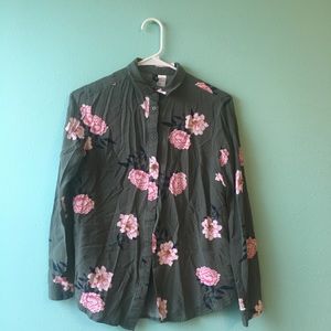 HM Green Floral Button Down